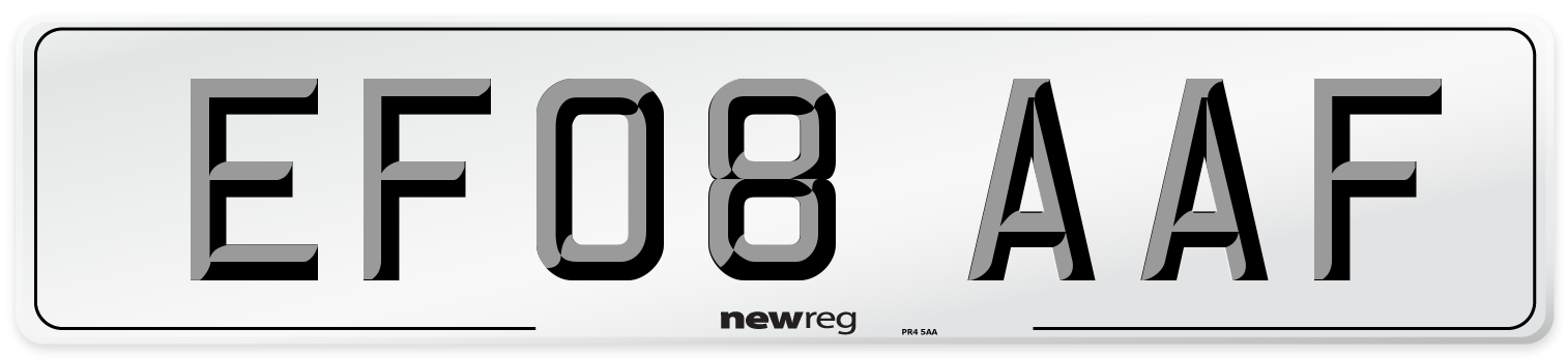 EF08 AAF Number Plate from New Reg